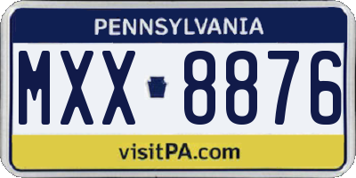 PA license plate MXX8876