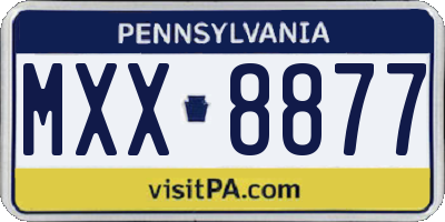 PA license plate MXX8877