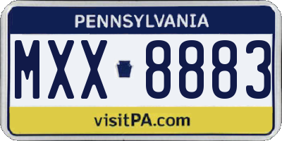 PA license plate MXX8883