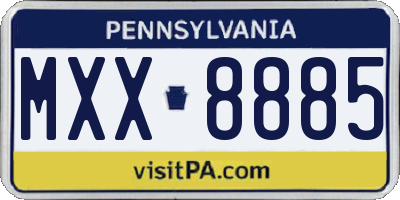 PA license plate MXX8885