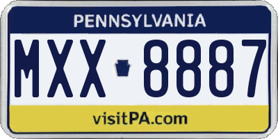 PA license plate MXX8887