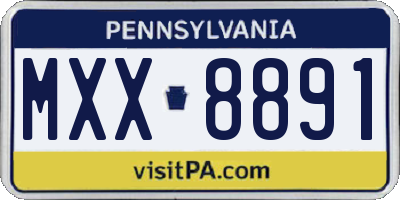 PA license plate MXX8891