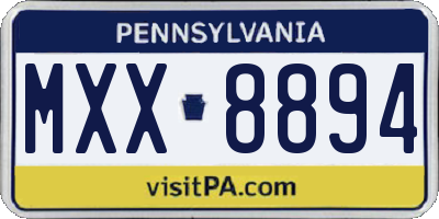 PA license plate MXX8894