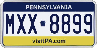 PA license plate MXX8899