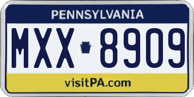 PA license plate MXX8909
