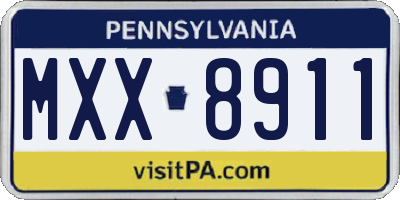 PA license plate MXX8911