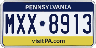PA license plate MXX8913