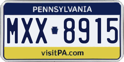 PA license plate MXX8915