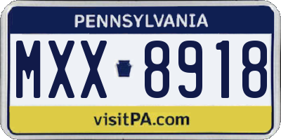 PA license plate MXX8918
