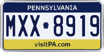 PA license plate MXX8919