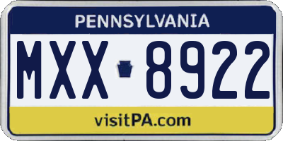 PA license plate MXX8922