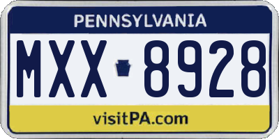 PA license plate MXX8928