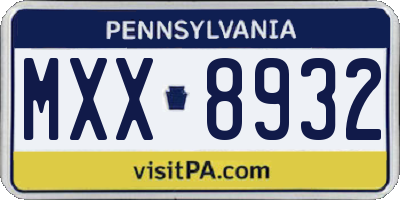 PA license plate MXX8932