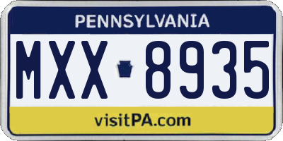 PA license plate MXX8935