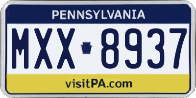 PA license plate MXX8937