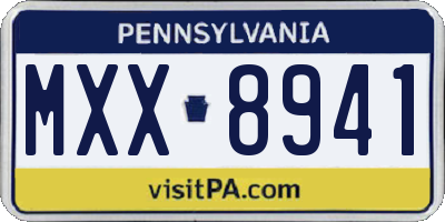 PA license plate MXX8941