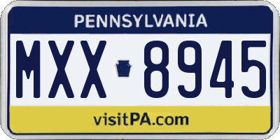 PA license plate MXX8945