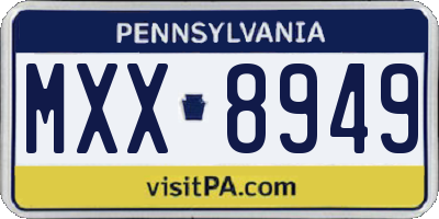 PA license plate MXX8949