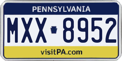 PA license plate MXX8952