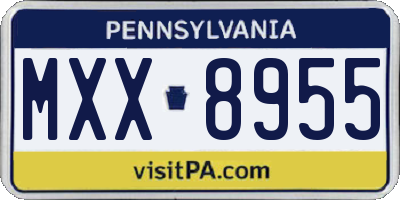PA license plate MXX8955