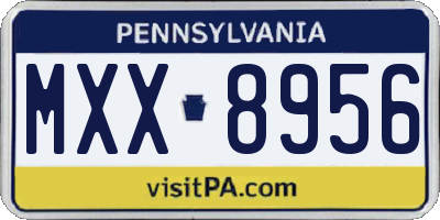 PA license plate MXX8956