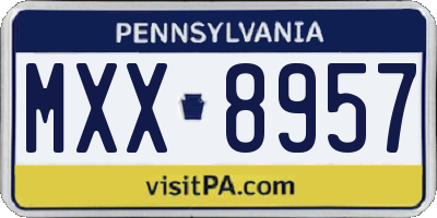 PA license plate MXX8957