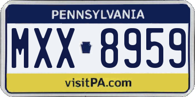 PA license plate MXX8959