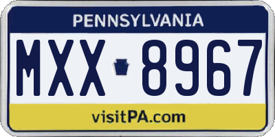 PA license plate MXX8967
