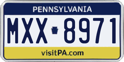 PA license plate MXX8971