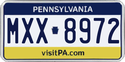 PA license plate MXX8972