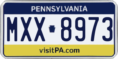 PA license plate MXX8973