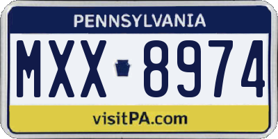 PA license plate MXX8974