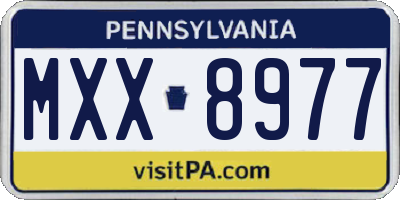 PA license plate MXX8977