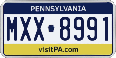PA license plate MXX8991