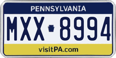 PA license plate MXX8994