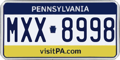 PA license plate MXX8998