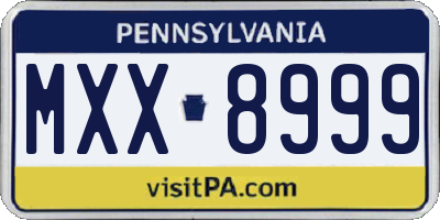 PA license plate MXX8999