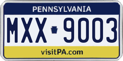 PA license plate MXX9003