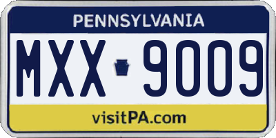 PA license plate MXX9009