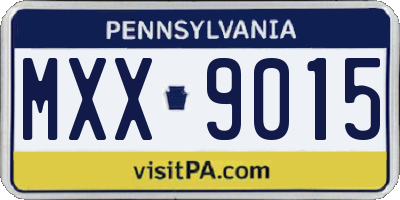 PA license plate MXX9015