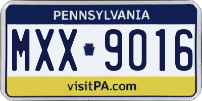 PA license plate MXX9016