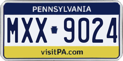 PA license plate MXX9024