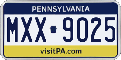 PA license plate MXX9025