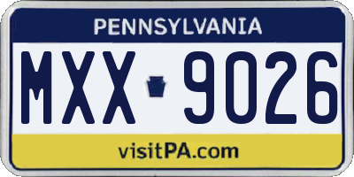 PA license plate MXX9026