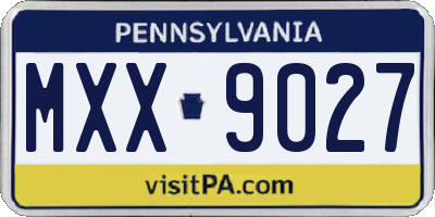PA license plate MXX9027