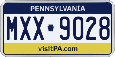 PA license plate MXX9028
