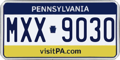 PA license plate MXX9030