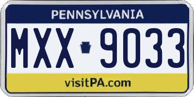 PA license plate MXX9033