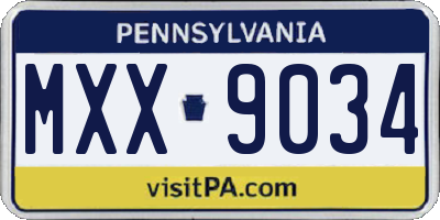 PA license plate MXX9034