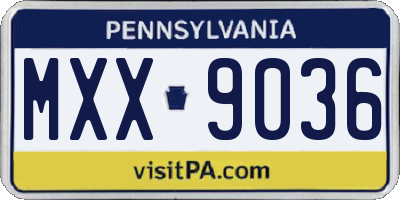 PA license plate MXX9036